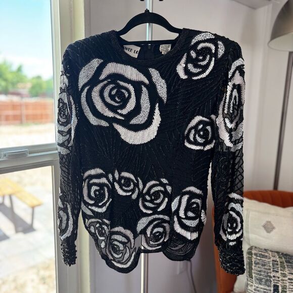 Vintage Swee Lo sequined & beaded top Small - Picture 5 of 10